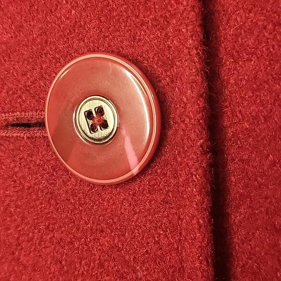 Vintage Lane Bryant Double Breasted Deep Red Peacoat sz 14/16 Lined, Wool Blend - Picture 4 of 14